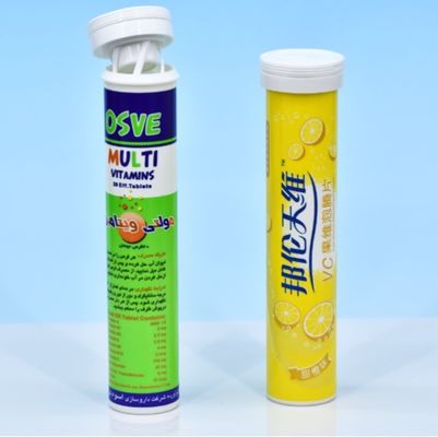 OEM 150ml PP Plastic Vitamin C Candy Effervescent Tablet Tubes with Desiccant Flip Cover