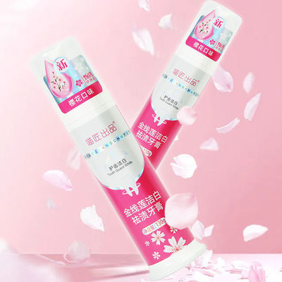 Press Pump Toothpaste Cherry Blossom Flavor for Adults Teeth Whitening and Oral Care