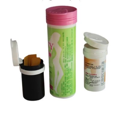 Food Grade PP Plastic Effervescent Tablet Tube Bottle with Custom White Print and Cap